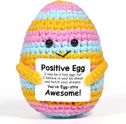 AICase Crochet Positive Egg Easter Gifts Easter Basket Stuffers Essentials Fillers Decorations Home Decor Emotional Support Nuggets Stuff Funny Cute Ideas for Girls Women Friends Birthday Pascua
