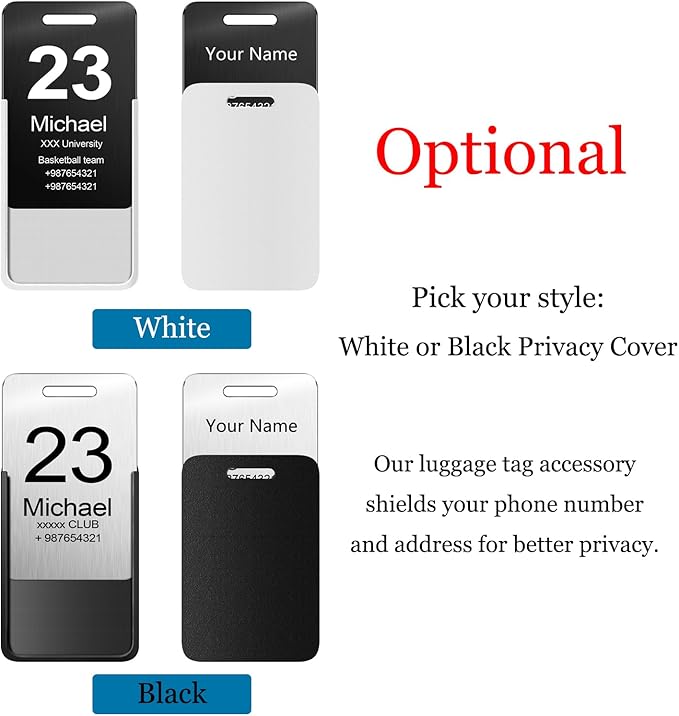 Stainless Steel Personalized Luggage Tags for Suitcases - Custom Name ID Travel Tags for Luggage, Backpacks, Baggage and Bags - Metal Unique Lable - Travel Essentials Accessories for Kids, Women, Men