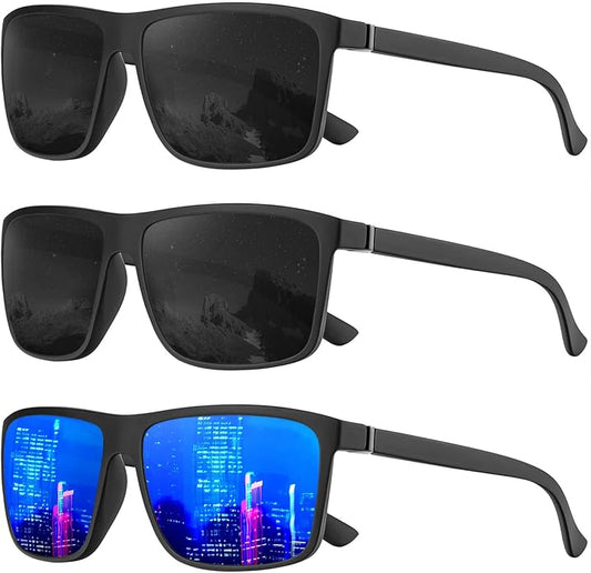 KALIYADI Polarized Sunglasses for Men and Women, Mens Sun Glasses with UV Protection for Driving Fishing Golf (3 Packs)