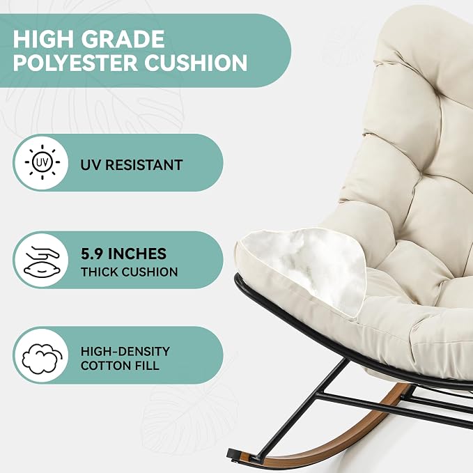 YITAHOME Oversized Rocking Papasan Chair, Wide Rocking Chair, Comfy Indoor and - Image 7