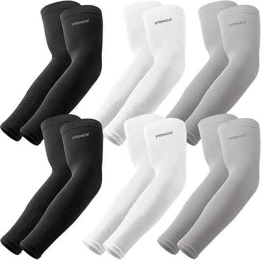 YQXCC 4 Pairs Arm Sleeves, Cooling UV Sun Protection Sports Compression Sleeves for Men Women, Golf Basketball Arm Sleeves