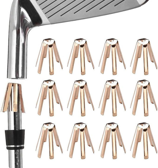 12Pcs Universal Brass Golf Shaft Adapter Shims Fits .335 .350 .355 .370 for All Shaft - 6 Legs Brass Adjustable Golf Shaft Shims Golf Accessories