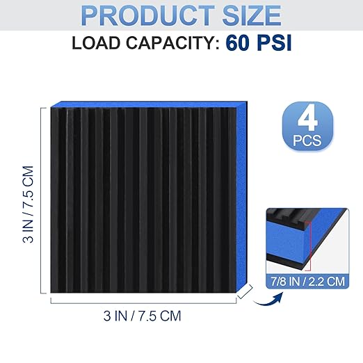 ToLanbbt 4 Pack Anti Vibration Pads for Washing Machine 3"x3", 7/8"T EVA Mechanical Damping Vibrating Sound Isolation Pad Rubber Isolator Mat for Compressor, Air Conditioner, Washer, Dryer, Treadmill