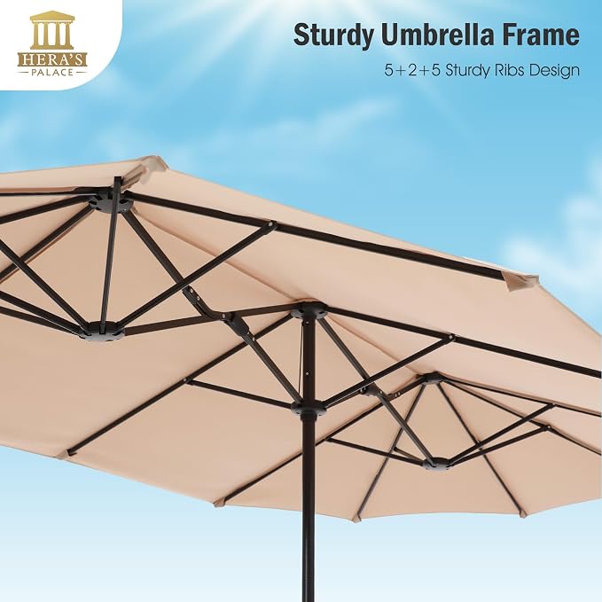 HERA'S PALACE 13 ft Rectangle Patio Umbrellas Large Outdoor Umbrella - Image 4