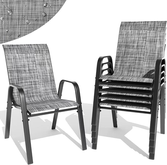 Patio Dining Chairs Set of 6, Outdoor Stackable Dining Chairs by TQKVIPI