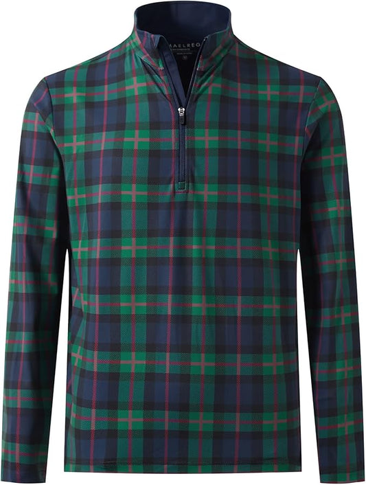 M MAELREG Quarter Zip Golf Pullover Men Dry Fit Long Sleeve Performance Wicking 1/4 Zip Full Print Pullover Mens Sweatshirt