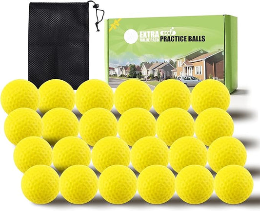 FINGER TEN Golf Practice Balls Foam Colored Value 12 24 50 Pack, Lightweight Golf Ball Limited Flight for Indoor Outdoor Driving Range Backyard Training Safe Practice Good Value