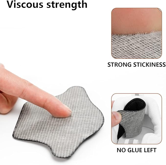 Reusable Heel Guards Liners for Loose Shoes & Too Big Boots - Self-Adhesive Heel Protector Pads (4 Black)