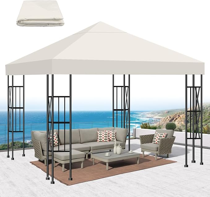 10x10 Gazebo Canopy Replacement Top, 300D High-Density Waterproof Single Layer by Bsteciar