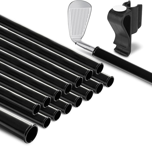 Golf Bag Tubes Set of 14 (1.25'') + 1 (1.5'') for Fat Putter Grip, Club Protection Sleeves, Dividers & Organizer, Travel Accessory for Golf Bag Separation and Organization with Putter Clip
