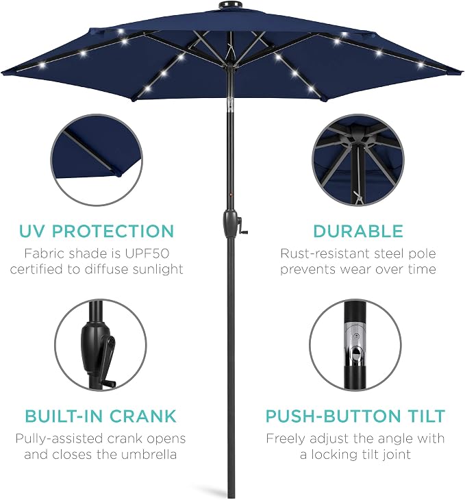 Best Choice Products 7.5ft Solar Umbrella LED Lighted Patio Umbrella, Table - Image 5