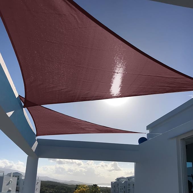 SUNNY GUARD 10' x 10' x 10' Triangle Shade Sail 95% UV Block Outdoor Canopy | by SUNNYGUARD