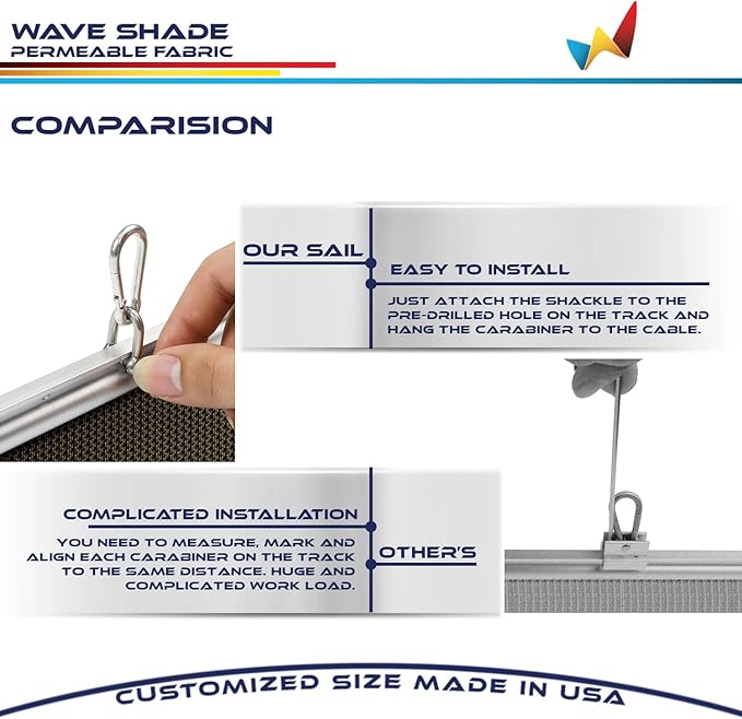 Windscreen4less 4' x 18' Retractable Sun Shade Canopy Cover Sliding Wave Shade - Image 5