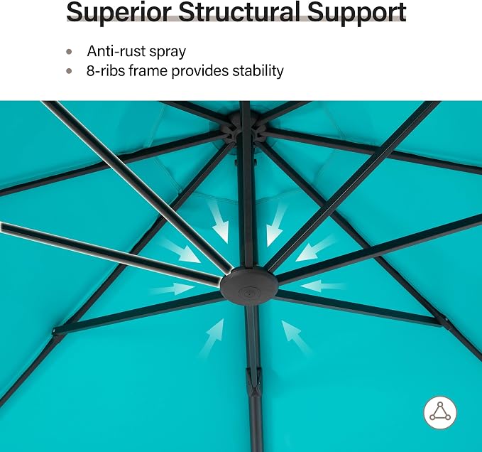 Outdoor Patio Umbrella with Base, 12 FT Deluxe Curvy Cantilever Umbrella Heavy - Image 7