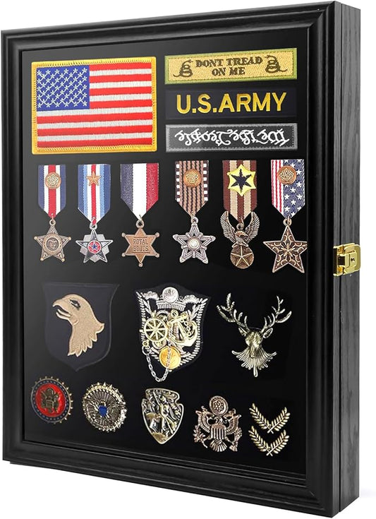 PiaoHao19x14 Pin Display Case Pin Collection Display Case with 98% UV Protection Acrylic Door for Military Medals, Jewelry Pins, Pin Gift, Insignia Ribbons, Beach Tags, Pin Collectibles