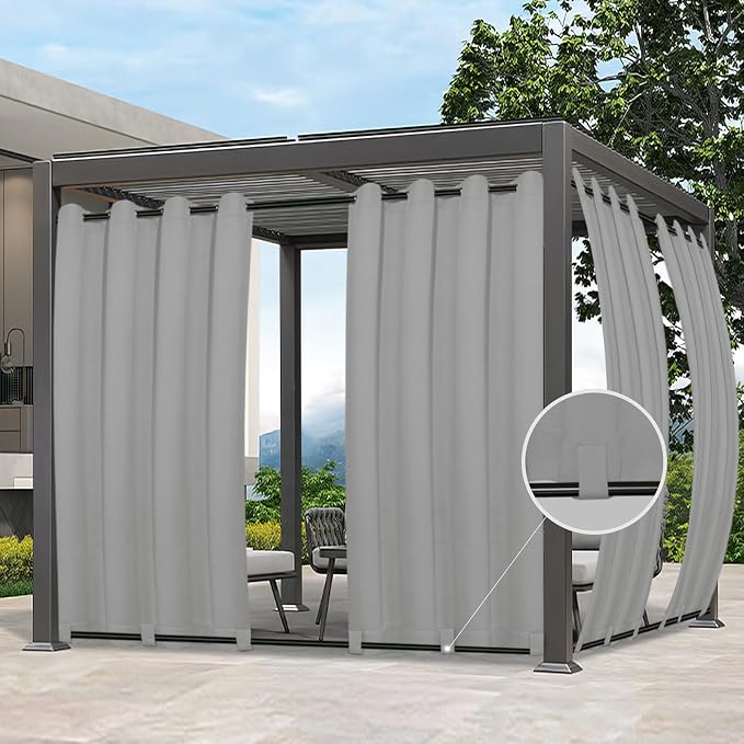 Easy-Going Outdoor Curtains for Patio 1 Panel, 54x96 inch, Light Grey | by Easy-Going