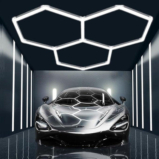 Hexagon Garage Lights.Super Bright Hexagon Garage LED Lights 3 Grid.15900 lm Hex Lights with Border .Honeycomb Ceiling Led Light for Garage Barbershop Warehouse Gym Basement