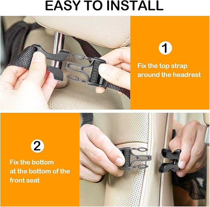 Car Storage Organizer 2 PCS,Car Backseat Organizer for Kids Durable Waterproof Oxford Fabric with Touchable Tablet Holder 8 Mesh Pockets and 2 Pockets for Snacks Toys,Car Travel Accessories