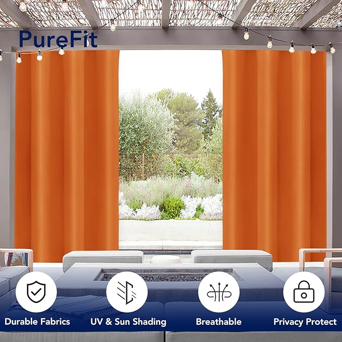 PureFit Outdoor Curtains for Patio Waterproof Weatherproof Outside Curtains | - Image 3