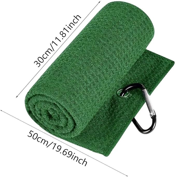 Golf Towel with Clip, Soft Microfiber Cleaning Cloth for Golf Clubs and Balls, Compact and Absorbent(Black)