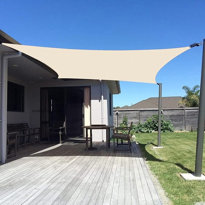 SUNNY GUARD Custom Size 4'x4' Rectangle Butter Cream UV Block Sunshade by SUNNYGUARD