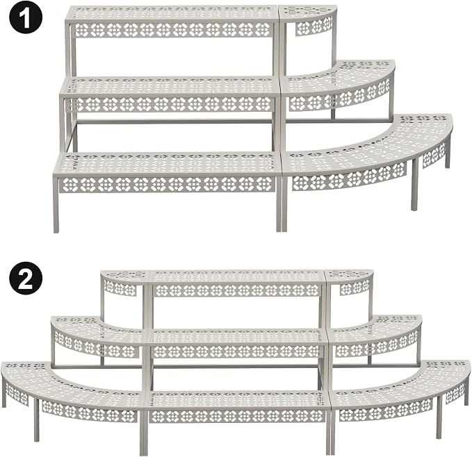 aboxoo 3-Tier Metal Plant Stand, Quarter Round Stair-Step Corner Shelf | Holds - Image 9