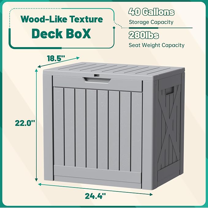 Devoko 40 Gallon Deck Box Lockable Outdoor Storage Box Waterproof - Image 7
