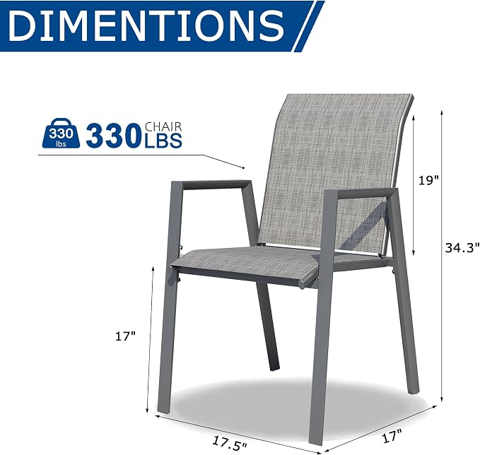 Outdoor Patio Chairs Set of 8, Lightweight Patio Set - Image 6