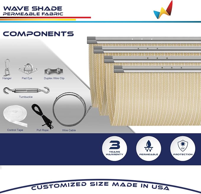 Windscreen4less 3' x 26' Retractable Sun Shade Canopy Cover Sliding Wave Shade - Image 4