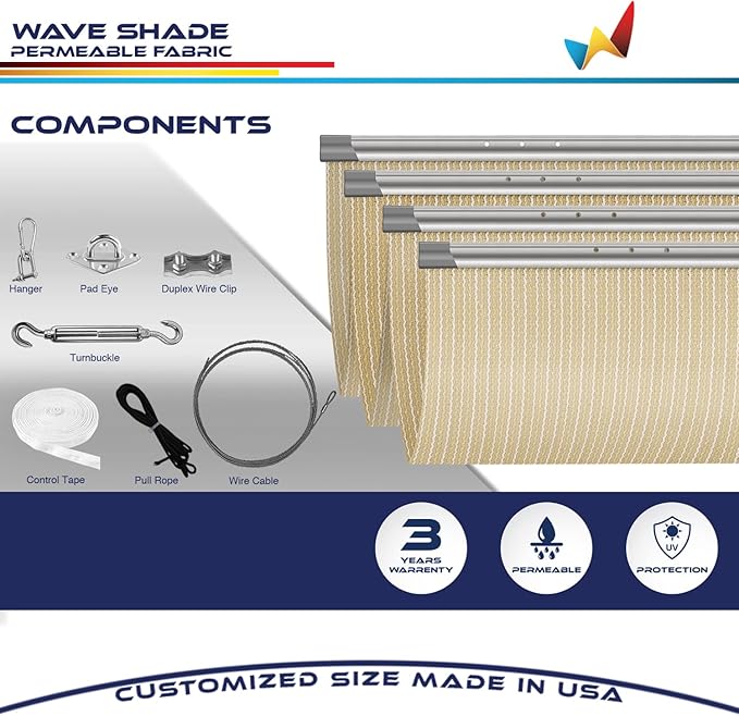 Windscreen4less 7' x 35' Retractable Sun Shade Canopy Cover Sliding Wave Shade - Image 4