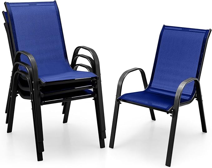 Giantex Patio Chairs Set of 4, Stackable Outdoor Dining Chairs by Giantex
