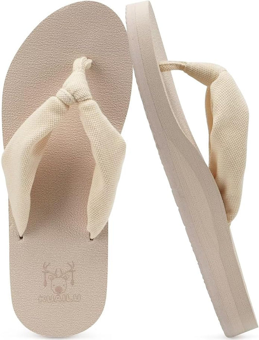 KuaiLu Flip Flops for Women with Arch Support Yoga Mat Comfortable Summer Beach Walking Thong Cushion Sandals Slip On Indoor Outdoor