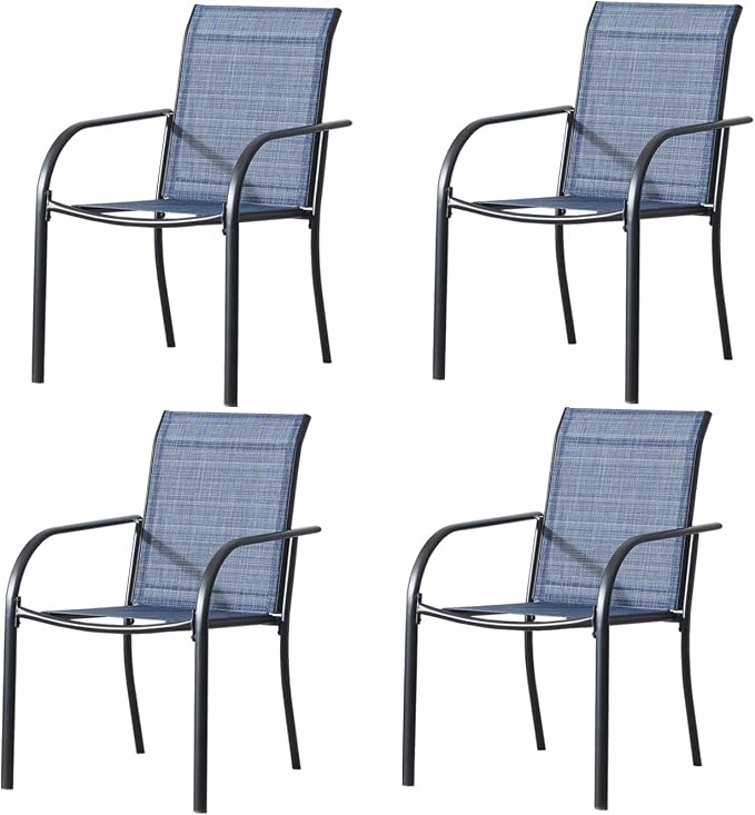 Outdoor Dining Chairs Set of 4, Stackable Patio Chairs - Image 7