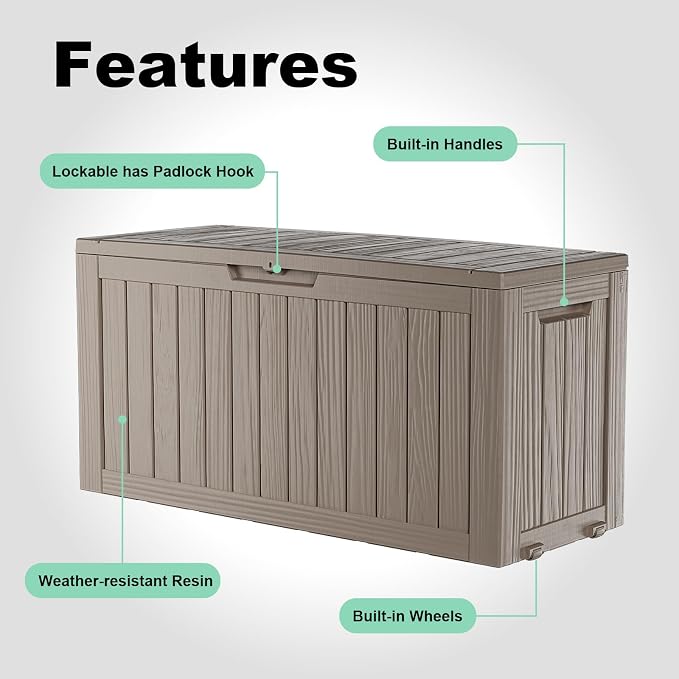 92 Gal Waterproof Outdoor Storage Box UV Resistant Deck Box | Large capacity - Image 4