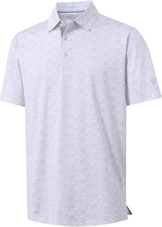 M MAELREG Mens Golf Shirt Short Sleeve Dry Fit Print Moisture Wicking Performance Patterns Collared Polo Shirt