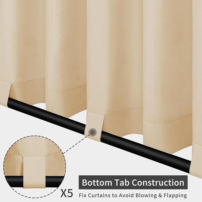 Easy-Going Outdoor Patio Curtains 2 Panels, 110x120 inch, Porch and Pergola - Image 3