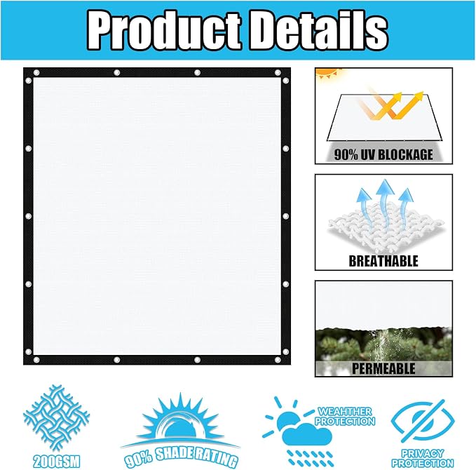 Amagenix 90% Pergola Shade Cover 5' X 6' Sun Shade Cloth - Image 2