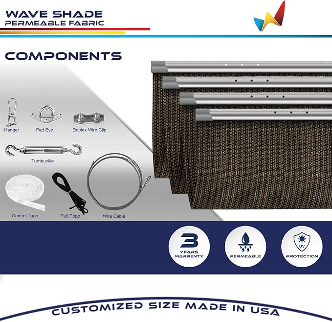 Windscreen4less 7' x 32' Retractable Sun Shade Canopy Cover Sliding Wave Shade - Image 4