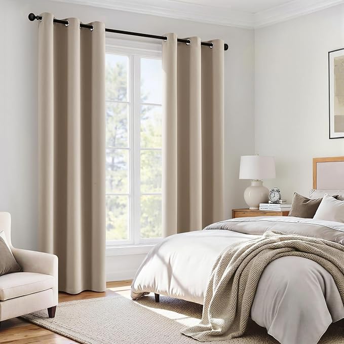MIULEE Taupe 100% Blackout Curtains - Image 6