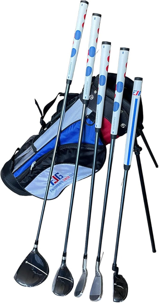 Fingerprints Junior Golf Club Set - Perfect for Junior Golfers - Left-Handed & Right-Handed Options - Complete Set in Multiple Sizes with Driver, Hybrid, 7i, PW, Putter & Stylish Stand Bag