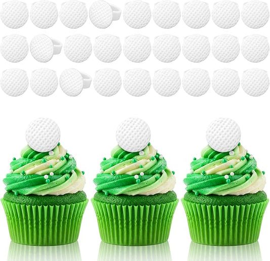 Honeydak 48 Pcs Golf Sport Cupcake Rings Toppers Decoration Sport Ball Theme Cupcake Picks Cake Decoration for Baby Shower Birthday Party Cake Supplies