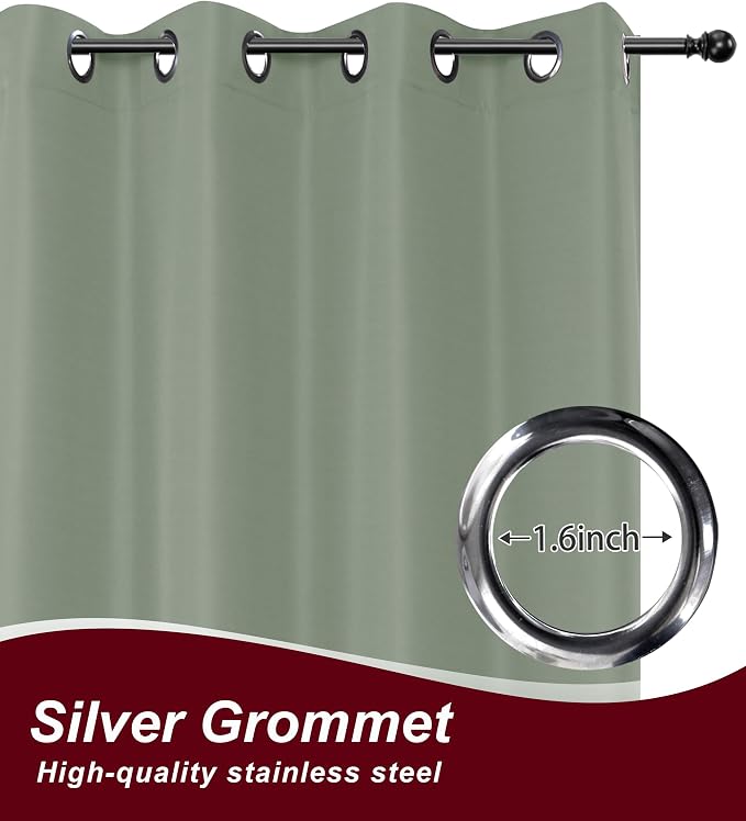 Grommet Outdoor Curtains for Patio Waterproof 8 Pcs 54x84 In Sage Green | - Image 2