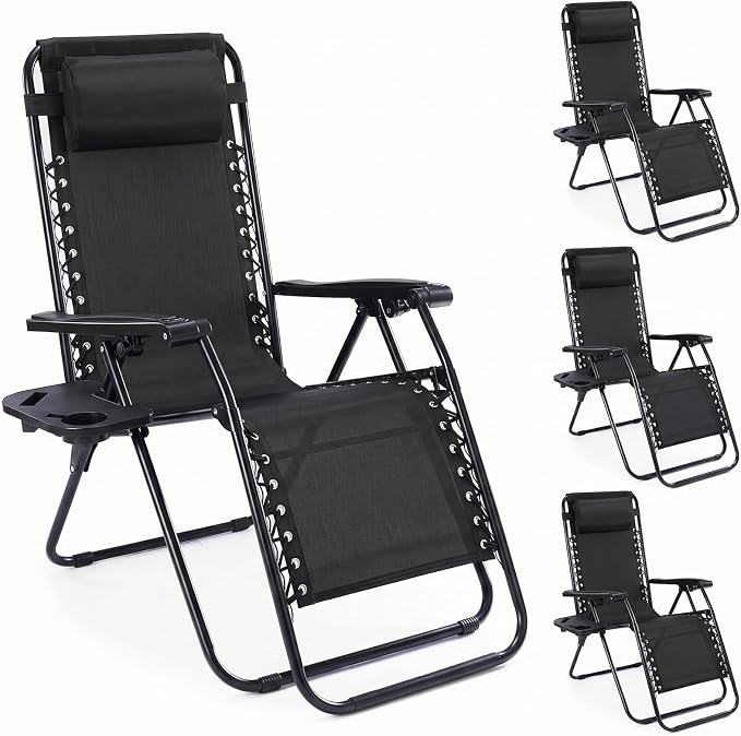 NEWBULIG Zero Gravity Chairs Set of 4, Folding Lounge Recliner Chair | Portable by NEWBULIG