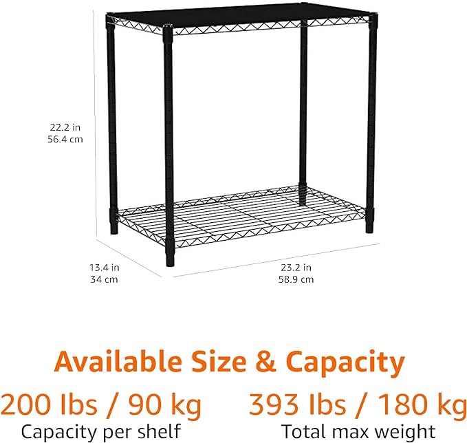Amazon Basics 2-Shelf Stackable Storage, 13.3" D x 23.2" W x 22.2" H - Image 3