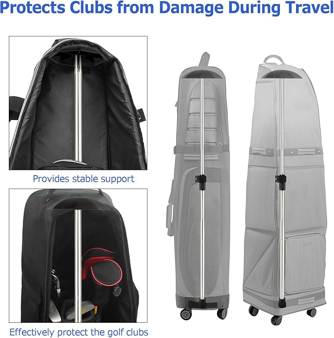 Golf Travel Bag Support Pole, 33"-60" Golf Club Travel Protector Stick for Bag Telescopic Adjustable Airlines Stiff Arm Club Protector Stainless Steel Pole