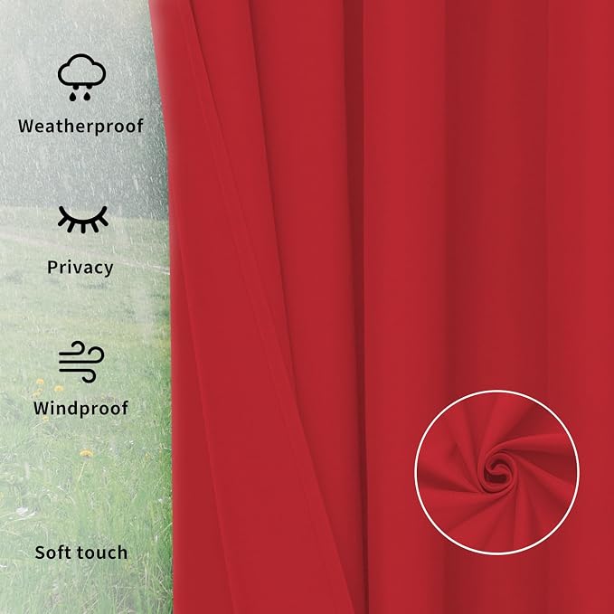 Easy-Going Outdoor Curtains for Patio 1 Panel, 110x120 inch, Weatherproof - Image 6