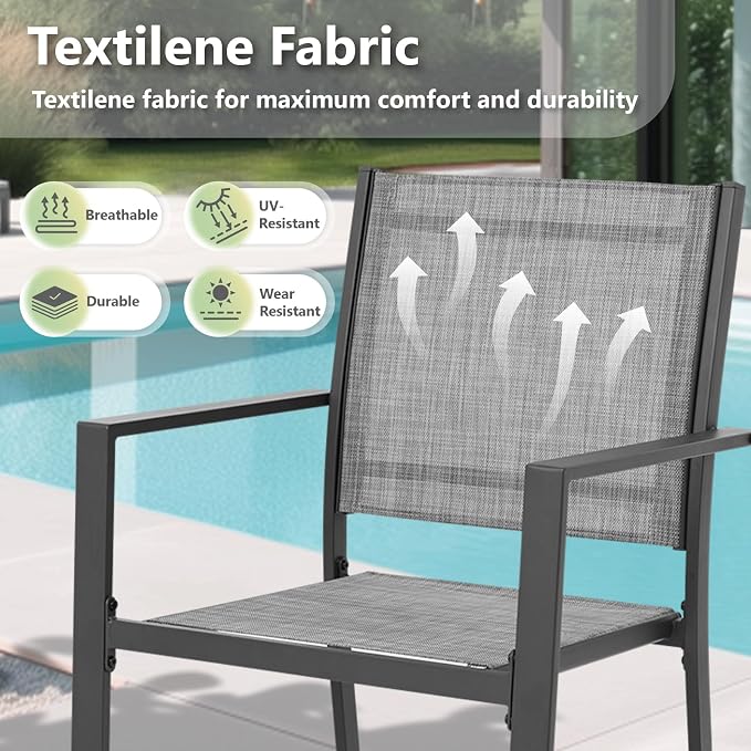 Patio Dining Chairs, All-Weather High-Resilience Textilene Outdoor Dining Chair - Image 4