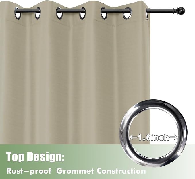 HolidayIdeas Outdoor Curtains for Patio Waterproof 6 Pcs 54x84 Inch Taupe | - Image 4