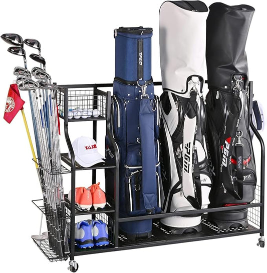 Golf Bag Storage Organizer, 4 Golf Bag Organizer Garage Storage, Extra Large Golf Storage Stand for Golf Bag Accessories, Golf Storage Rack for Garage, Golf Club, Home