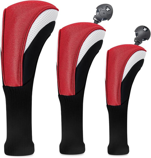 Golf Head Covers for Fairway Woods Driver Hybrids 5 Pieces Nylon Mesh Sports Fan Golf Club Headcovers-Golf Accessories for Men Women.